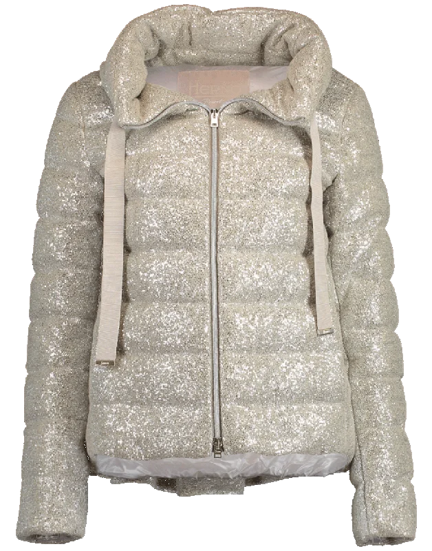 Sparkle Pleated Puffer Jacket