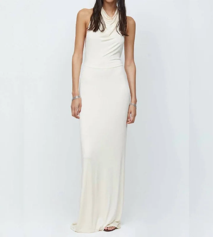 Ariel Halter Maxi Dress In Cream