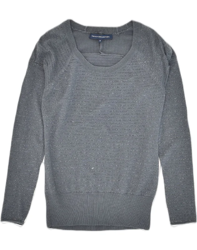 FRENCH CONNECTION Womens Crew Neck Jumper Sweater UK 10 Small Grey Acrylic