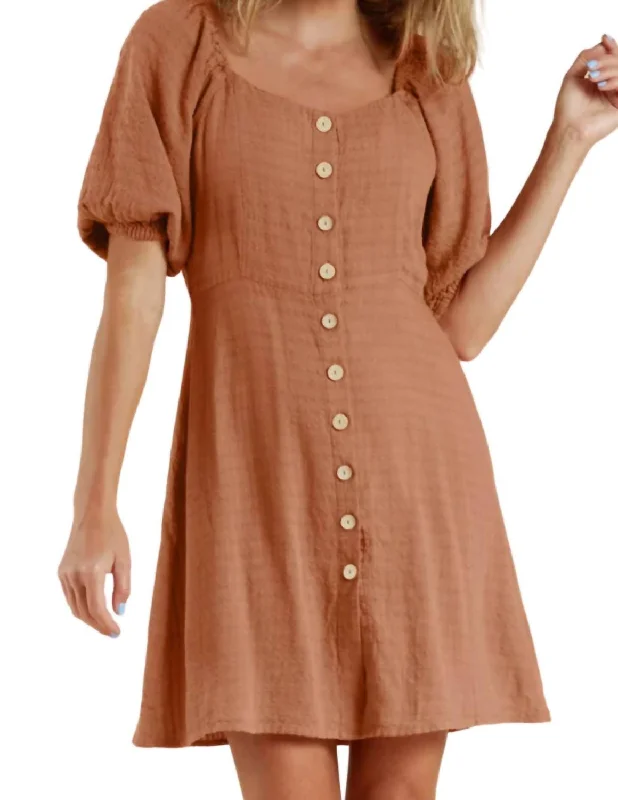 Bardot Dress In Terracotta