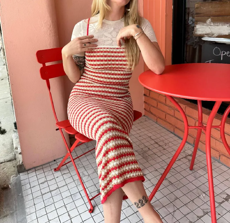 Pamela Striped Dress In Red