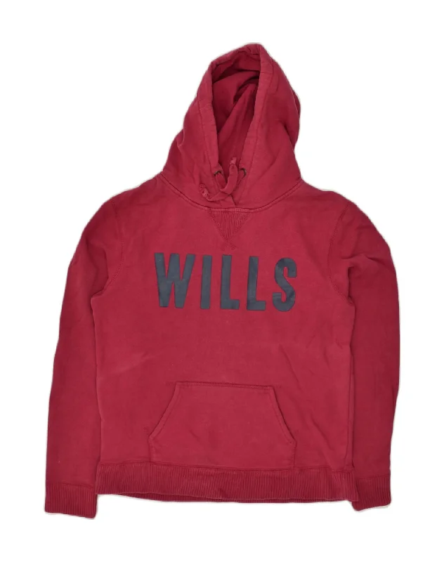 JACK WILLS Womens Hoodie Jumper UK 14 Large  Burgundy Cotton