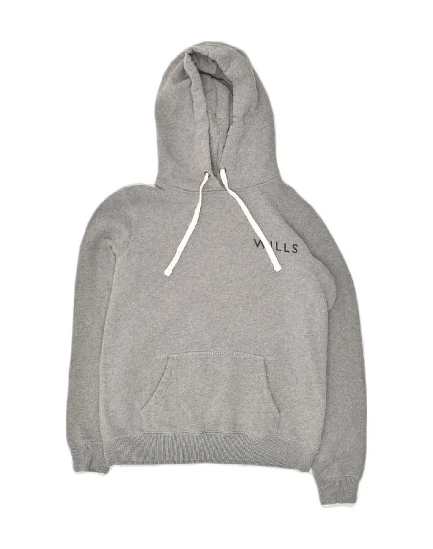 JACK & JONES Womens Graphic Hoodie Jumper UK 12 Medium  Grey Cotton