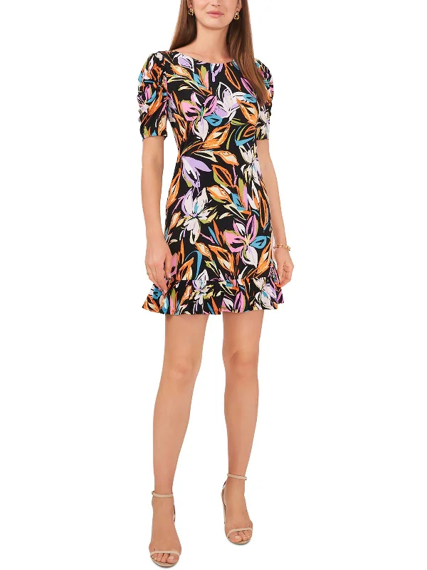 Womens Ruffle Mini Shift Dress