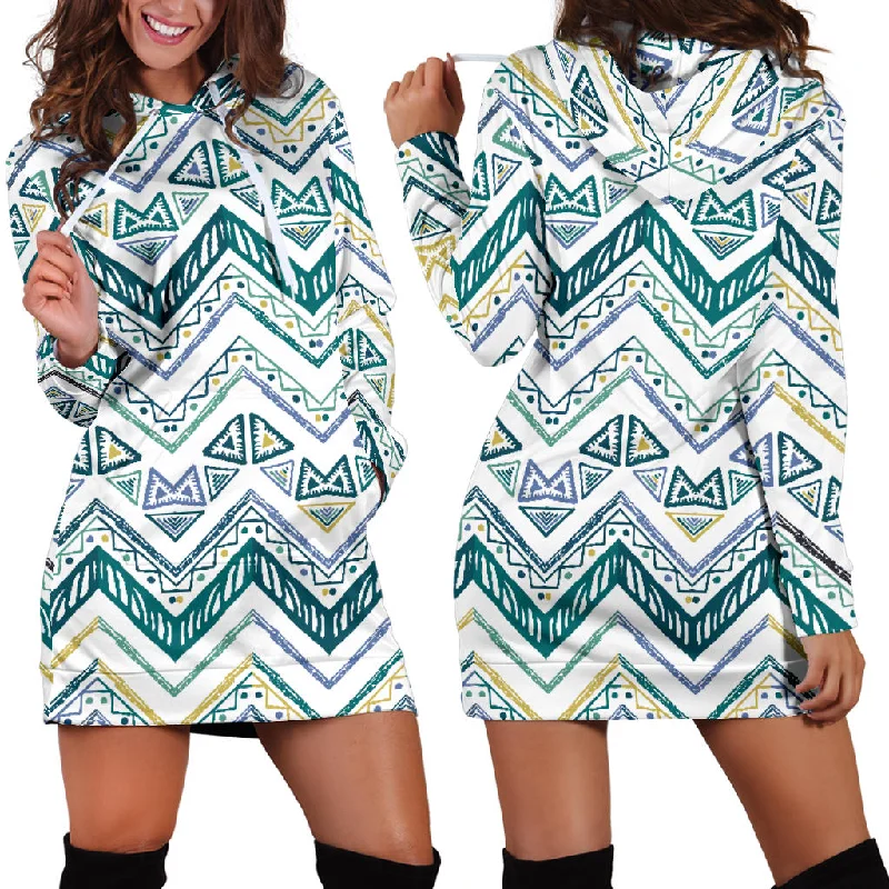 Zigzag  Chevron Paint Design Pattern Women'S Hoodie Dress