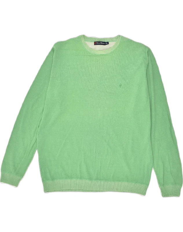 CONTE OF FLORENCE Womens Crew Neck Jumper Sweater UK 20 2XL Green Cotton