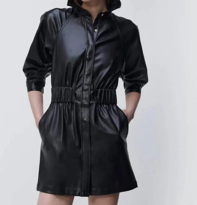 Ashby Vegan Leather Mini Dress In Black