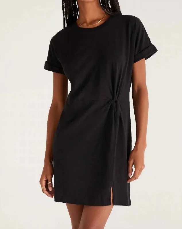 Sophia Slub Dress In Black