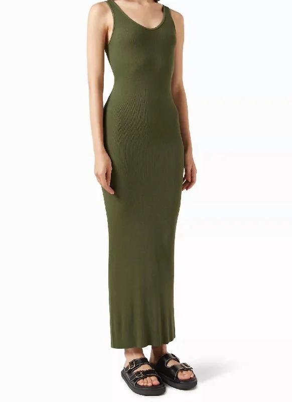 Stretch Silk Knit Maxi In Green