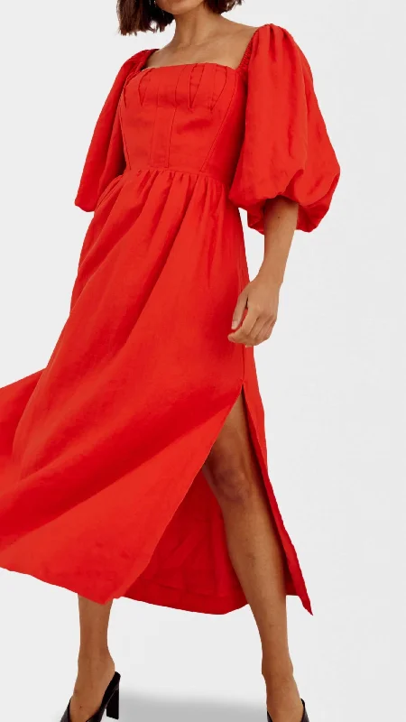 Relish Midi Dress In Solar Red