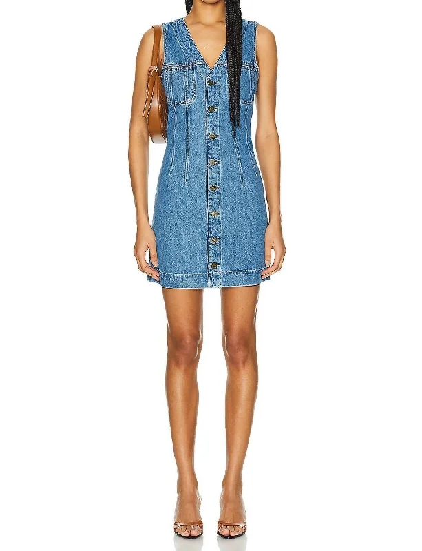 Sleeveless Trucker Pocket Dress In Delaware