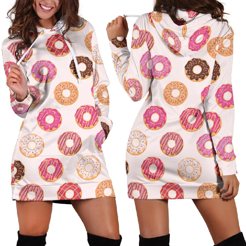 Colorful Donut Pattern Women'S Hoodie Dress