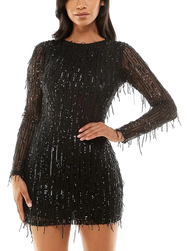 Little Black Dress Womens Sequined Mini Cocktail And Party Dress