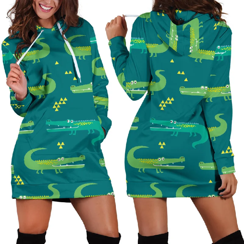 Crocodile Pattern Women'S Hoodie Dress