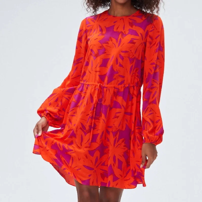 Sydney Mini. Dress In Brushed Petals Orange