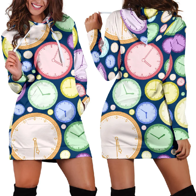 Colorful Clock Background Women'S Hoodie Dress