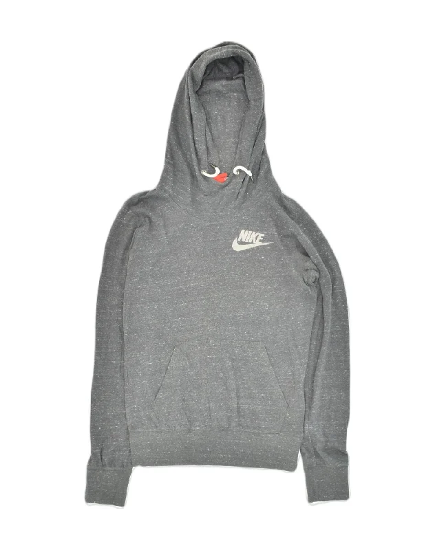 NIKE Womens Hoodie Jumper UK 6 XS Grey Cotton