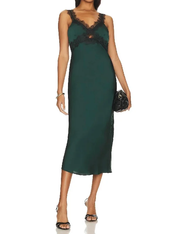 Erin Midi Dress In Emerald Green