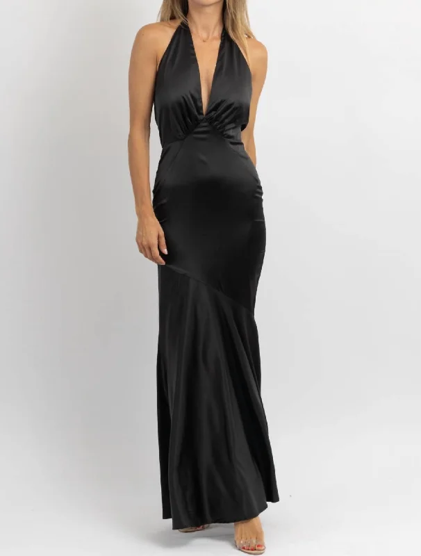 Finer Things Plunging Maxi Dress In Black