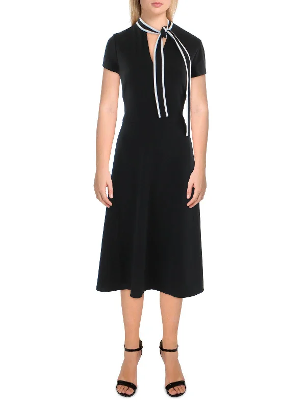 Womens Crepe Knee-Length Fit & Flare Dress