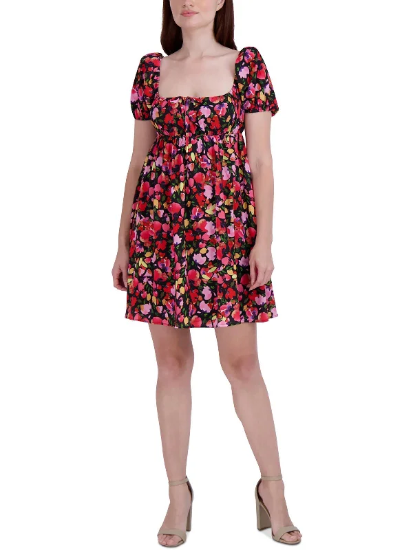 Womens Tie Front Mini Fit & Flare Dress