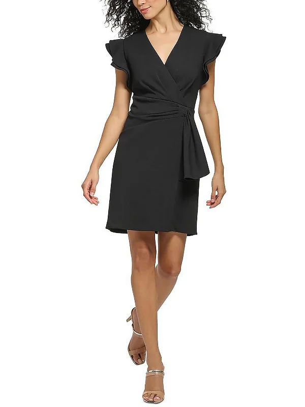 Womens Pleated Mini Sheath Dress