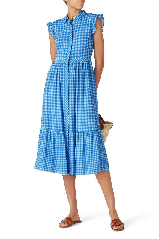 Flutter Sleeve Patio Shirtdress In Blue