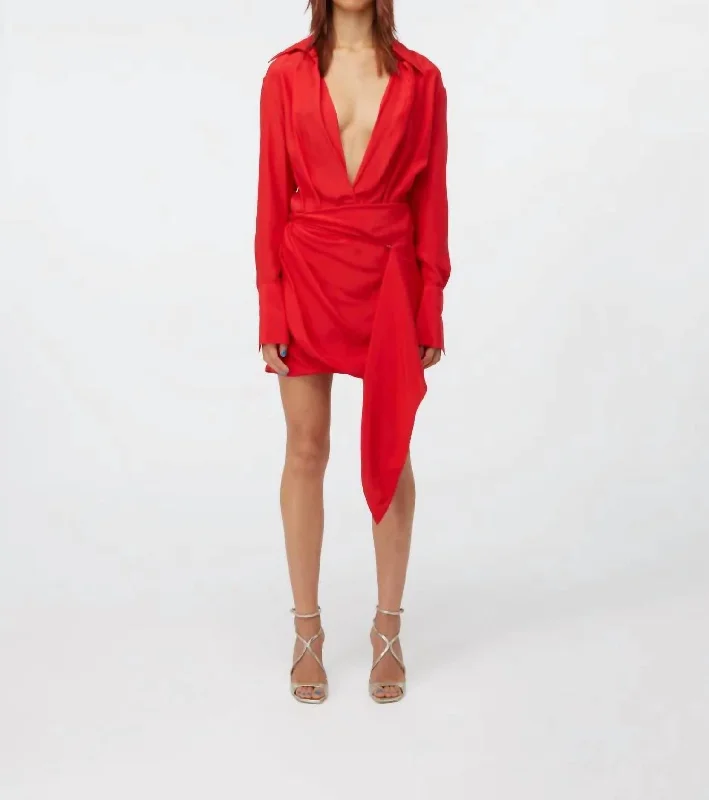 Gravia Silk Dress In Scarlet