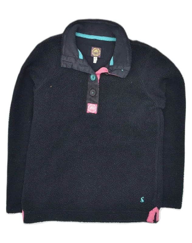 JOULES Womens Button Neck Fleece Jumper UK 6 XS Black Polyester