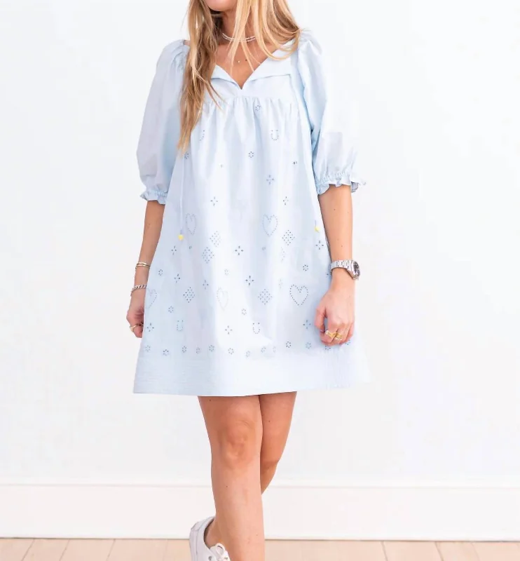 Jo Mini Dress Happy Everything Eyelet In Surf