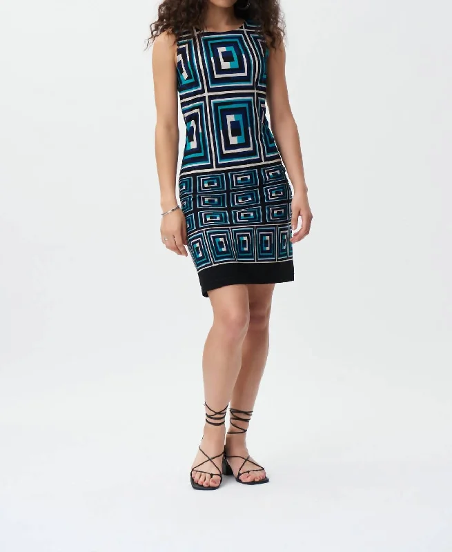 Abstract Print Dress In Black/multi