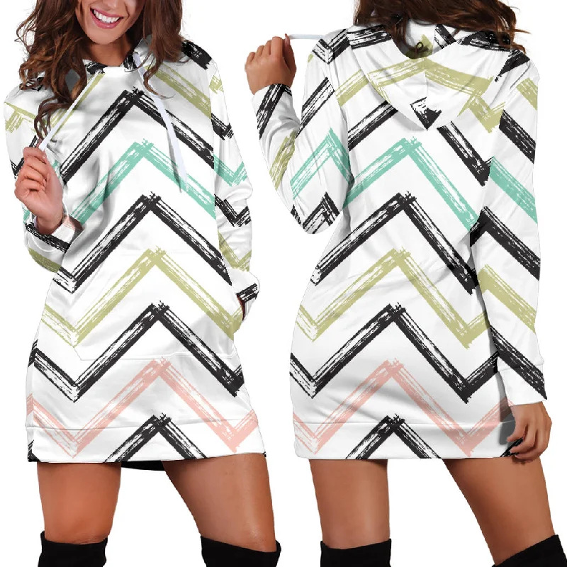 Zigzag  Chevron Paint Pattern Women'S Hoodie Dress