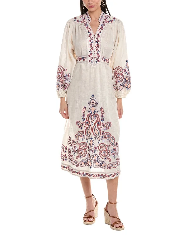 Zimmermann Devi Embroidered Linen Midi Dress