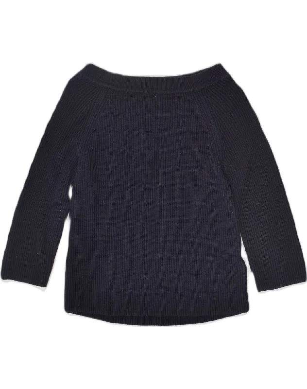 J. CREW Womens Boat Neck Jumper Sweater UK 8 Small Navy Blue