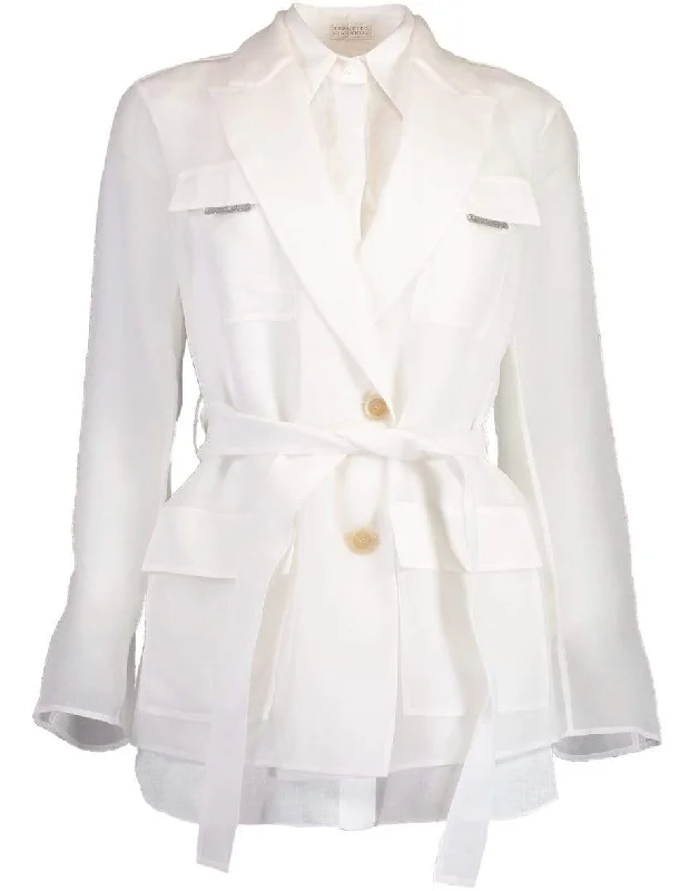 Organza Belted Silk Shirt