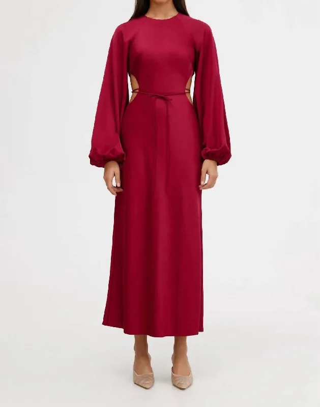 Esme Long Sleeve Dress In Raspberry