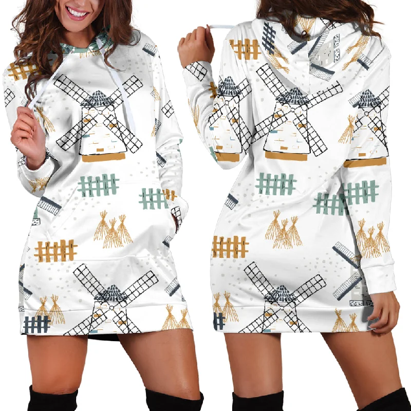 Windmill Pattern Women'S Hoodie Dress