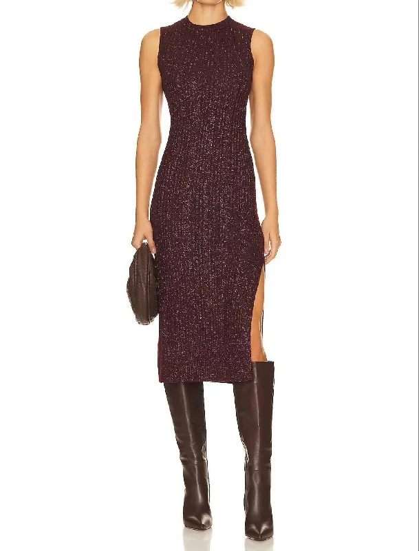 Marium Dress In Burgundy Sparkle