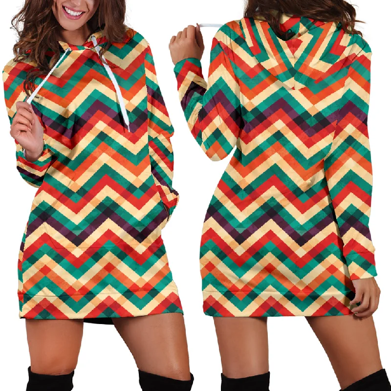 Zigzag  Chevron Colorful Pattern Women'S Hoodie Dress