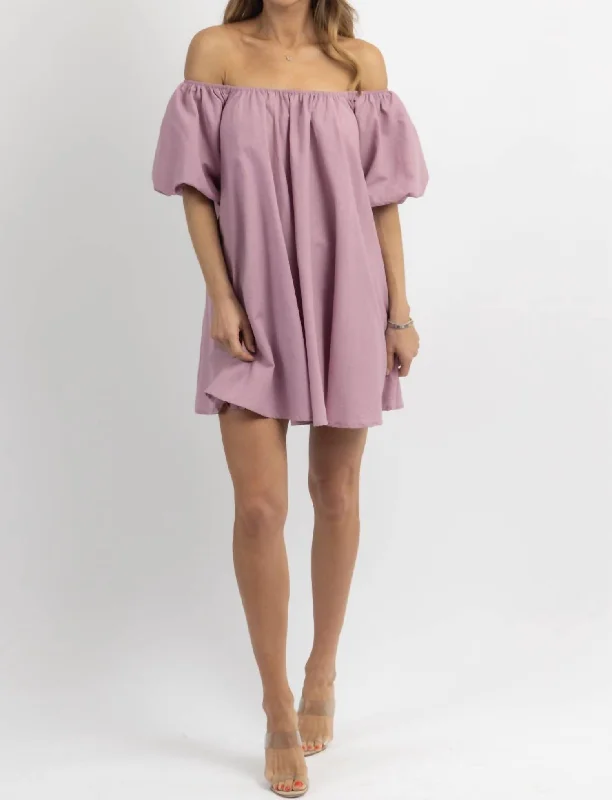 Lane Off-Shoulder Mini Dress In Lilac