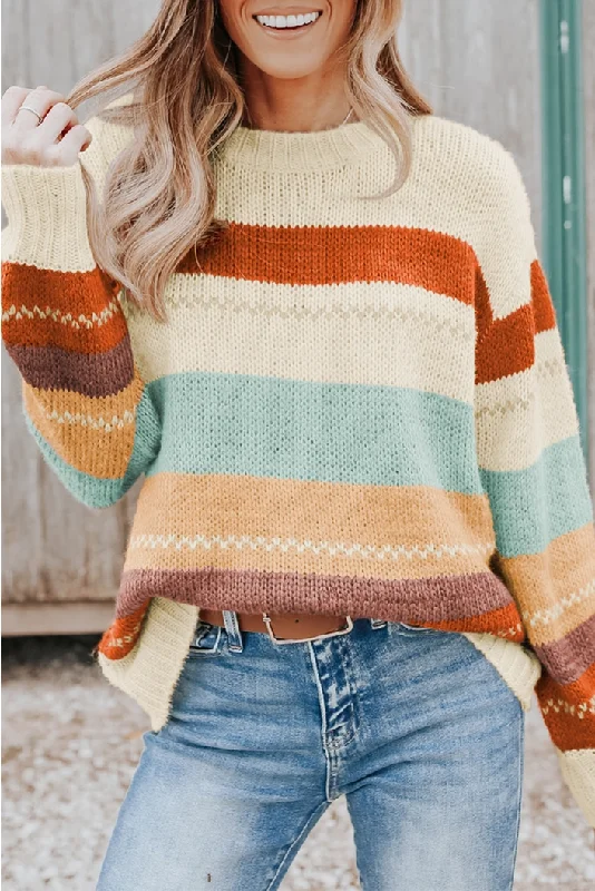 Drop Shoulder Colorblock Sweater