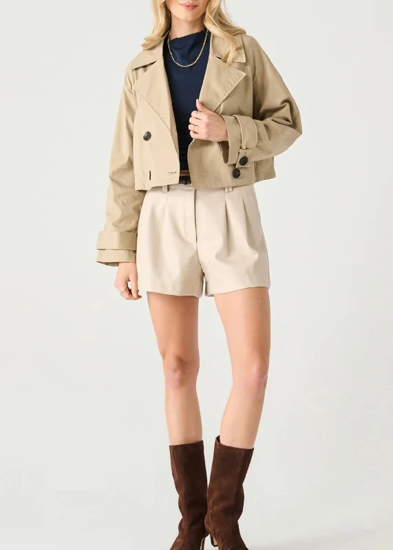 Long Sleeve Cropped Trench Coat