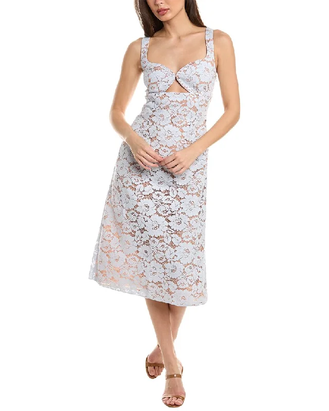 Michael Kors Collection Floral Lace Cutout Silk-Lined Midi Dress