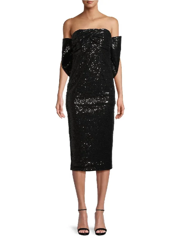 Loulou Sequined Bow-Back Midi-Dress In Black