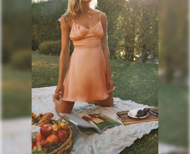 Satin Mini Dress In Apricot