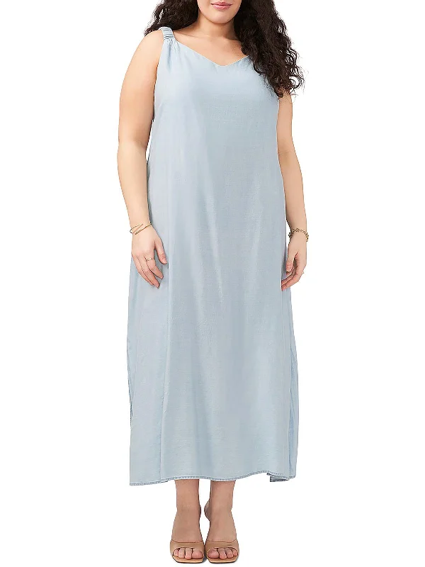 Plus Womens Tencel Long Shift Dress